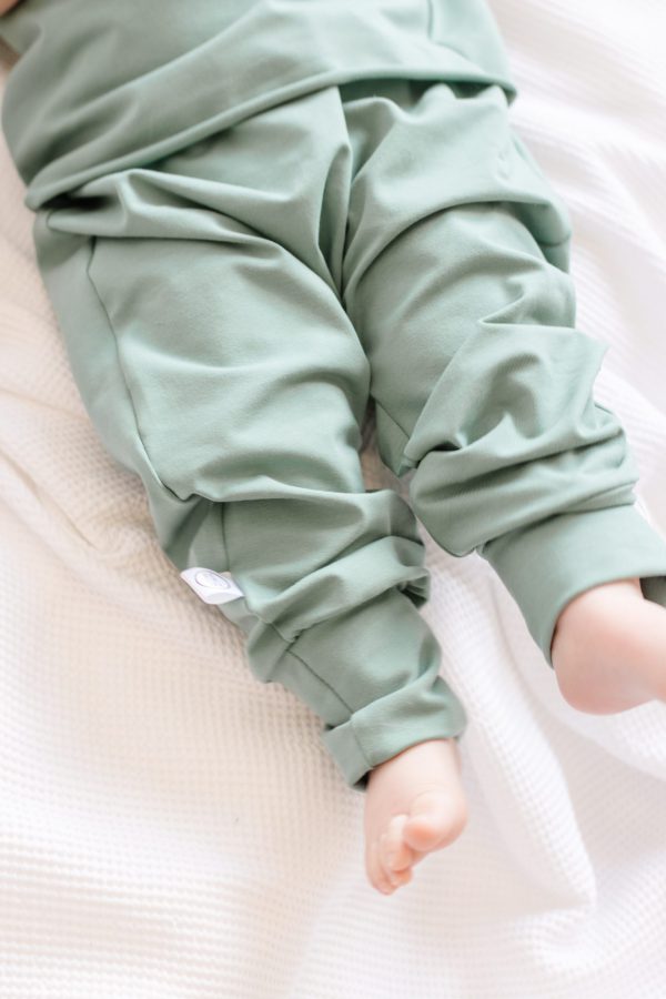 Sunlit Valley, Valley Pants for babies and toddlers in Julep Green. Handmade in Cape Breton, Nova Scotia